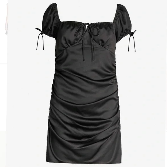 Topshop Gypsy Satin Minidress Black